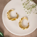 Textured Wavy Hoop Earrings for Women | Handcrafted Gold-Tone Brass Jewellery