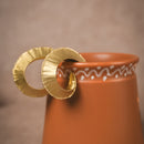 Handcrafted Spiral Brass Hoop Earrings – Textured Gold-Tone Statement Hoops