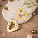 Handmade Organic Triangle Brass Earrings – Textured Minimal Dangles