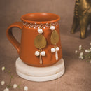 Hammered Gold Teardrop Earrings with Pearl Accents | Handcrafted Brass Jewellery