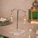 Gold Butterfly Pearl Drop Earrings | Handcrafted Brass Jewellery for Women