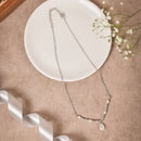 Handcrafted Brass Chain Pendant Neckpiece with glass and pearl beads