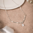 Handcrafted Brass Chain Pendant Neckpiece with glass and pearl beads