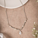 Handcrafted Brass Chain Pendant Neckpiece with glass and pearl beads