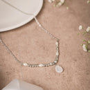 Handcrafted Brass Chain Pendant Neckpiece with glass and pearl beads