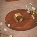 Hammered Gold-Toned Wide Brass Ring | Handcrafted Adjustable Statement Ring