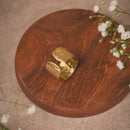 Hammered Gold-Toned Wide Brass Ring | Handcrafted Adjustable Statement Ring