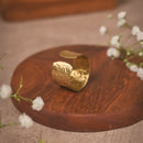 Hammered Gold-Toned Wide Brass Ring | Handcrafted Adjustable Statement Ring