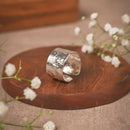 Hammered Silver-Toned Wide Brass Ring | Artisan Adjustable Statement Ring