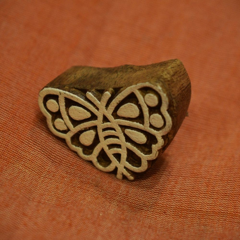 Hand carved block fridge magnet - Butterfly design