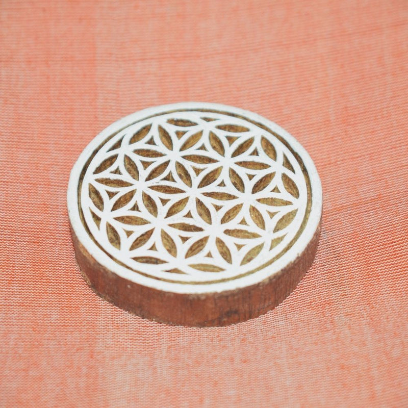 Hand carved block fridge magnet - Circle design