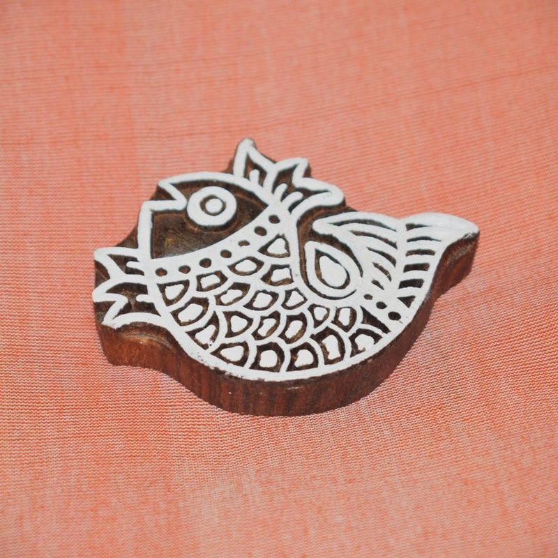 Hand carved block fridge magnet - Fish design