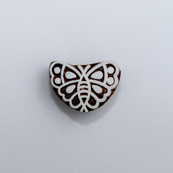 Hand carved block fridge magnet - Butterfly design