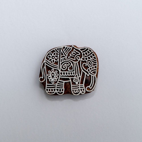 Hand carved block fridge magnet - Elephant design