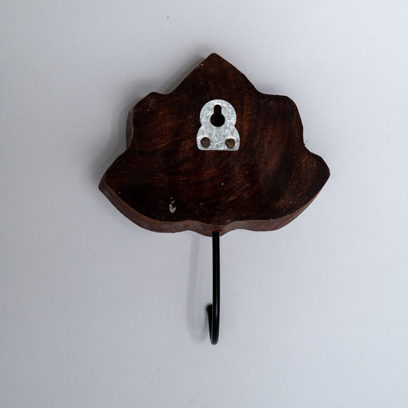 Hand carved block key holder- Lotus design