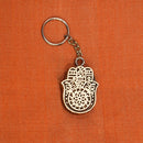 Hand carved Block Keychain- Hamsa design