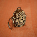 Hand carved Block Keychain- Hamsa design