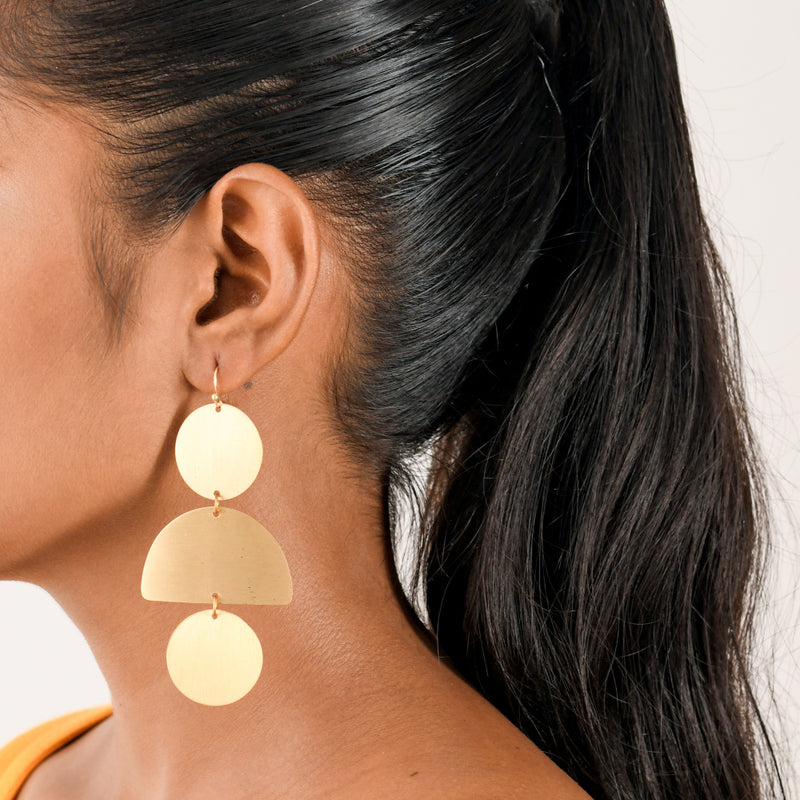 3-Step Brass Textured Earring