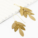 Textured Leaf Brass Earring