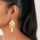Textured Leaf Brass Earring