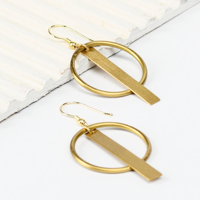 Round Circle Brass Earring