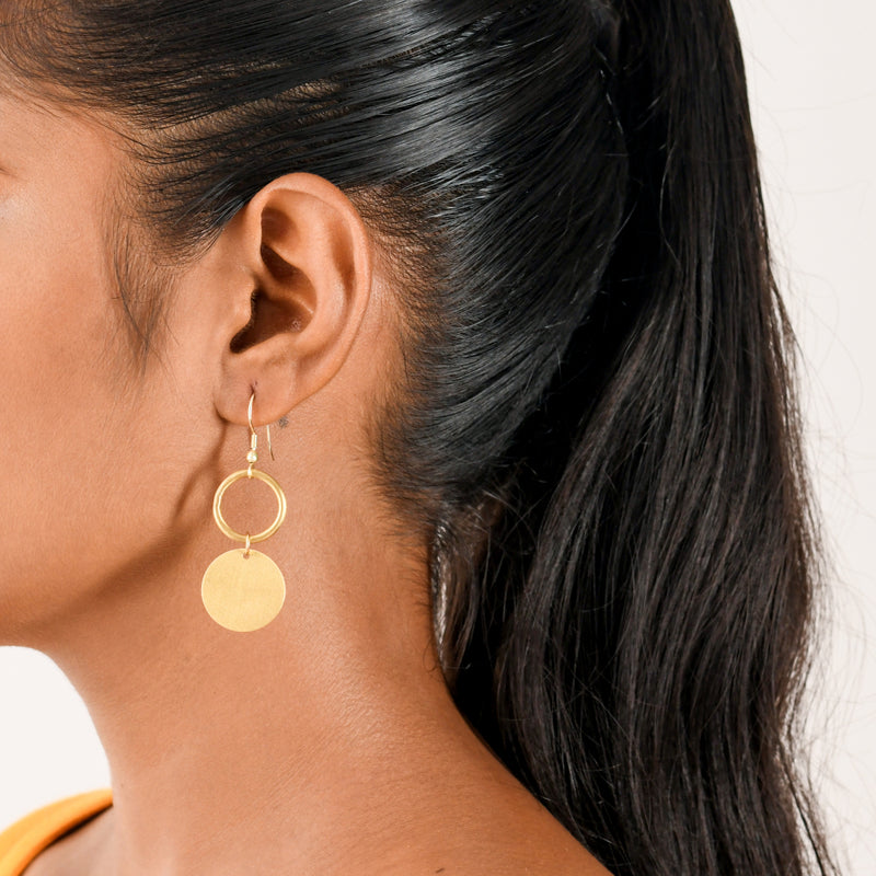 Double Circle Brass Earring