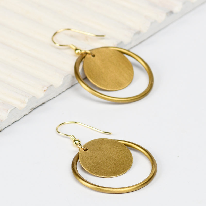 Concentric Circle Brass Earring