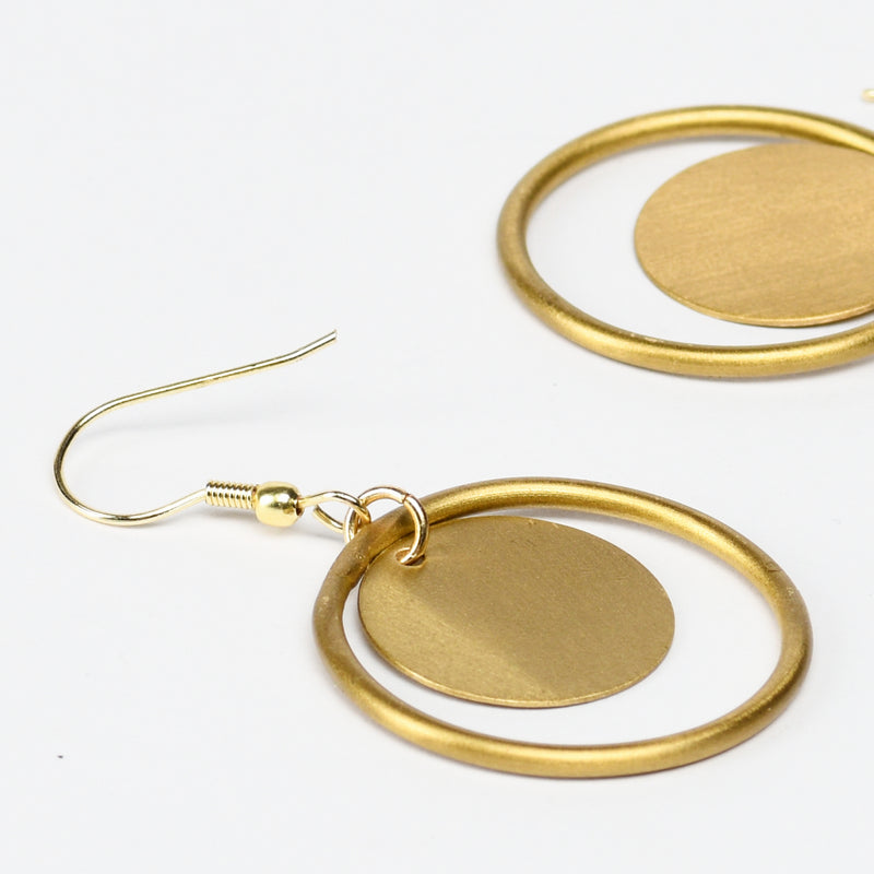 Concentric Circle Brass Earring