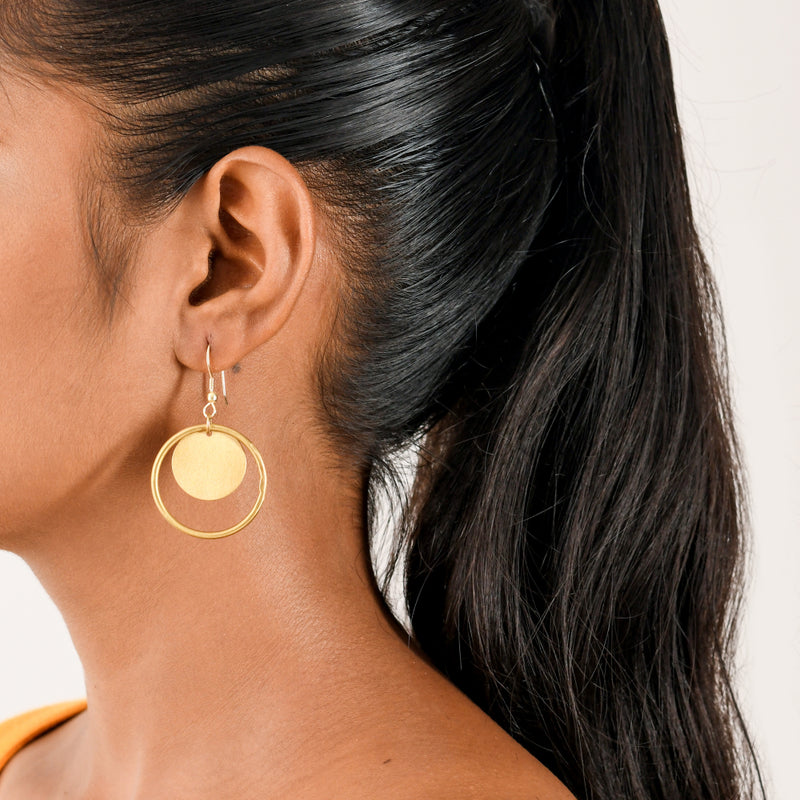 Concentric Circle Brass Earring