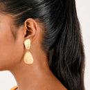 2-Step Wave Pattern Handcrafted Brass Textured Earring