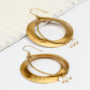 Big Ring Shaped with Pearls Handcrafted Brass Textured Earring