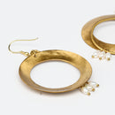 Big Ring Shaped with Pearls Handcrafted Brass Textured Earring