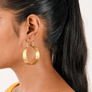 Wave Pattern Loop Shaped Handcrafted Brass Textured Earring