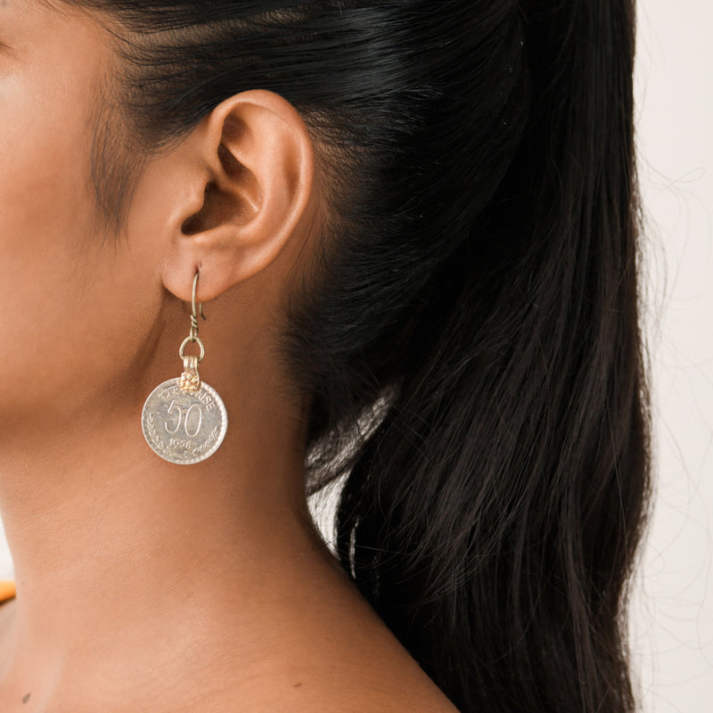 Fifty Paisa Coin Earring