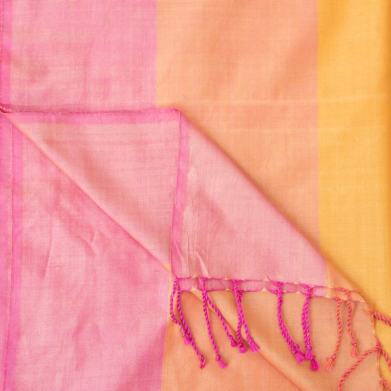 Orange Panel Design Silk Stole