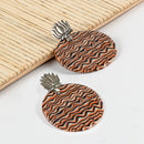 Orange Brown Zig Zag Pattern Ceramic Earring