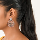 Orange Brown Zig Zag Pattern Ceramic Earring