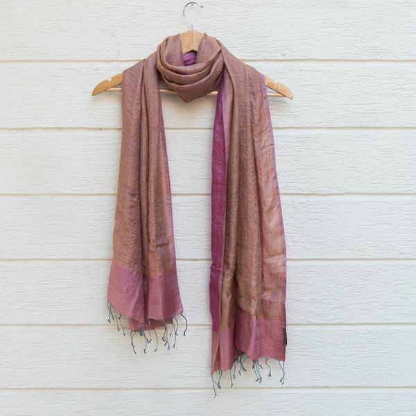 Pink Copper Reversible Silk Stole