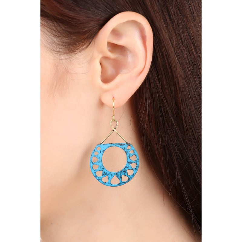 Handmade Blue Blossom Brass Earring