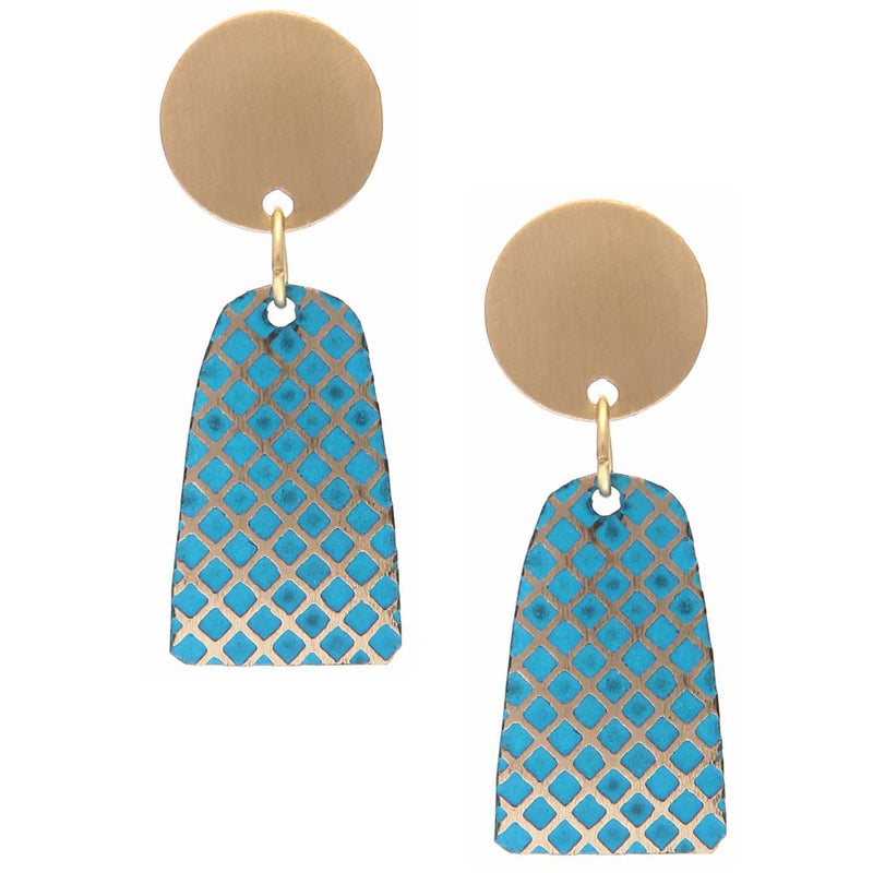 Handmade Gold Skirt Brass Patina Earring