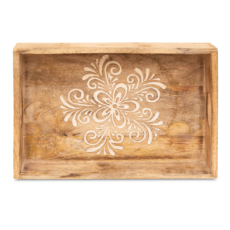 Wooden Engraved Rectangular Serving Tray