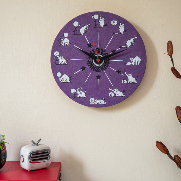Surya Namaskar Elephant Poo Paper Wall Clock
