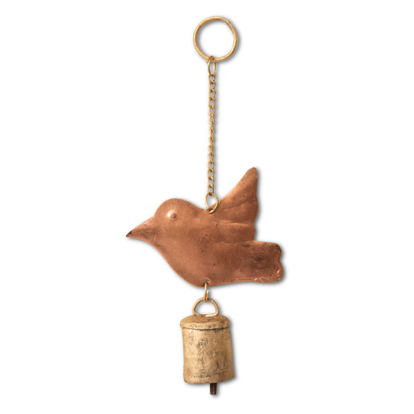 Handmade Copper Bell Keyring- Bird Design