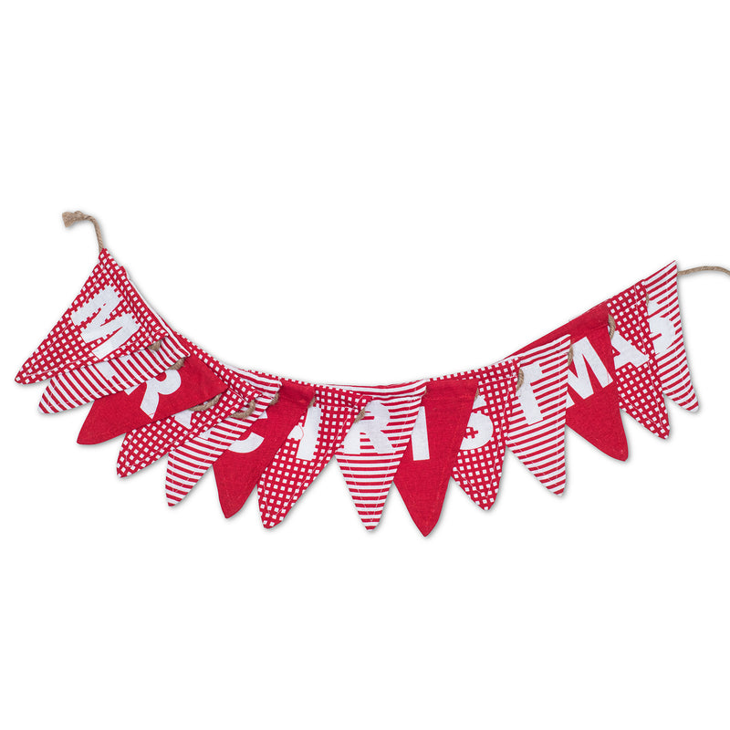 Red White Merry Christmas Cloth Bunting