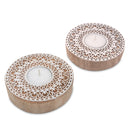 Wooden Hand-Carved Round Block Tea Light Holder
