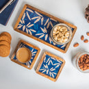 Wooden Indigo Tray With Coaster Set