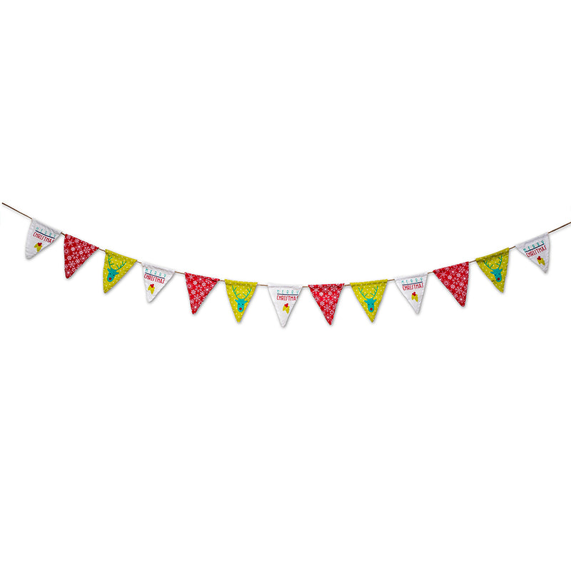 White Red Green Merry Christmas Cloth Bunting
