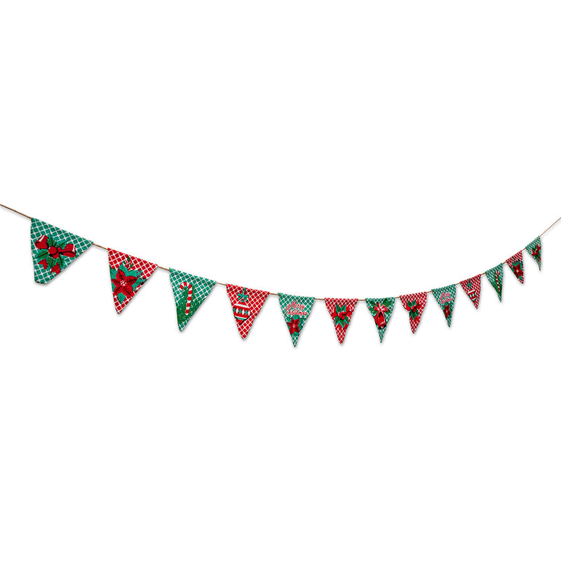 Red Green Merry Christmas Cloth Bunting