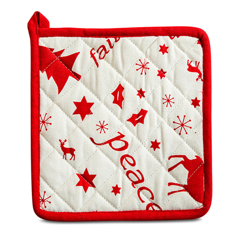 Faith White Red Christmas Oven Mitt and Pot Holder Set