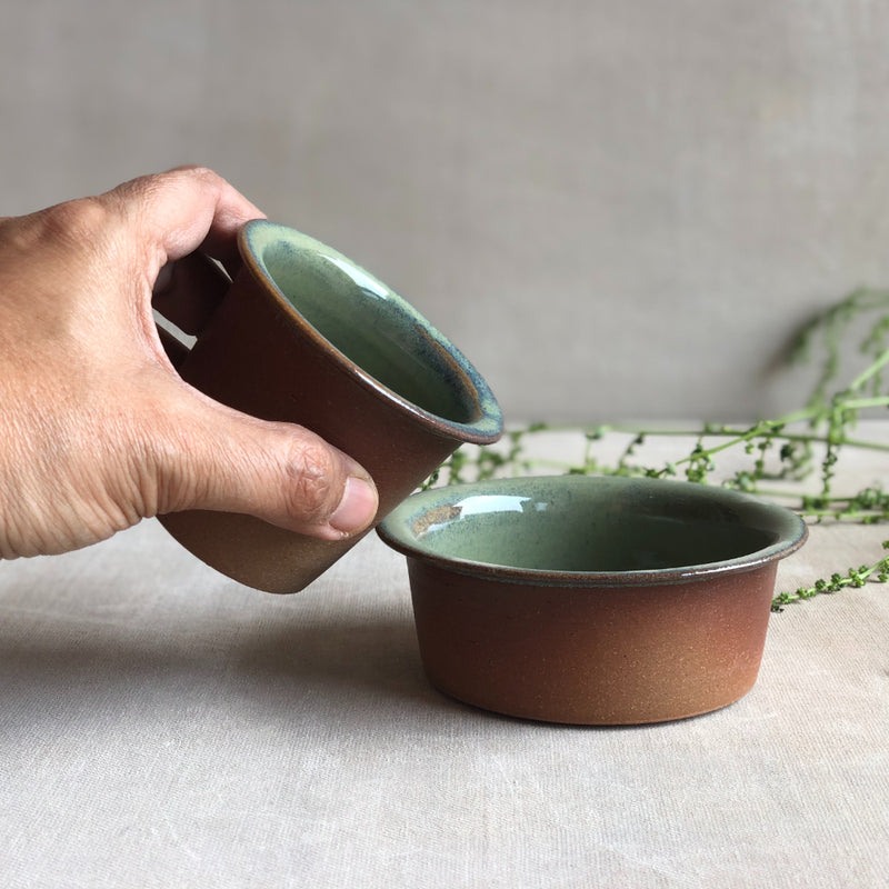 Ceramic Green Handcrafted Dabara Set (Set of 2)